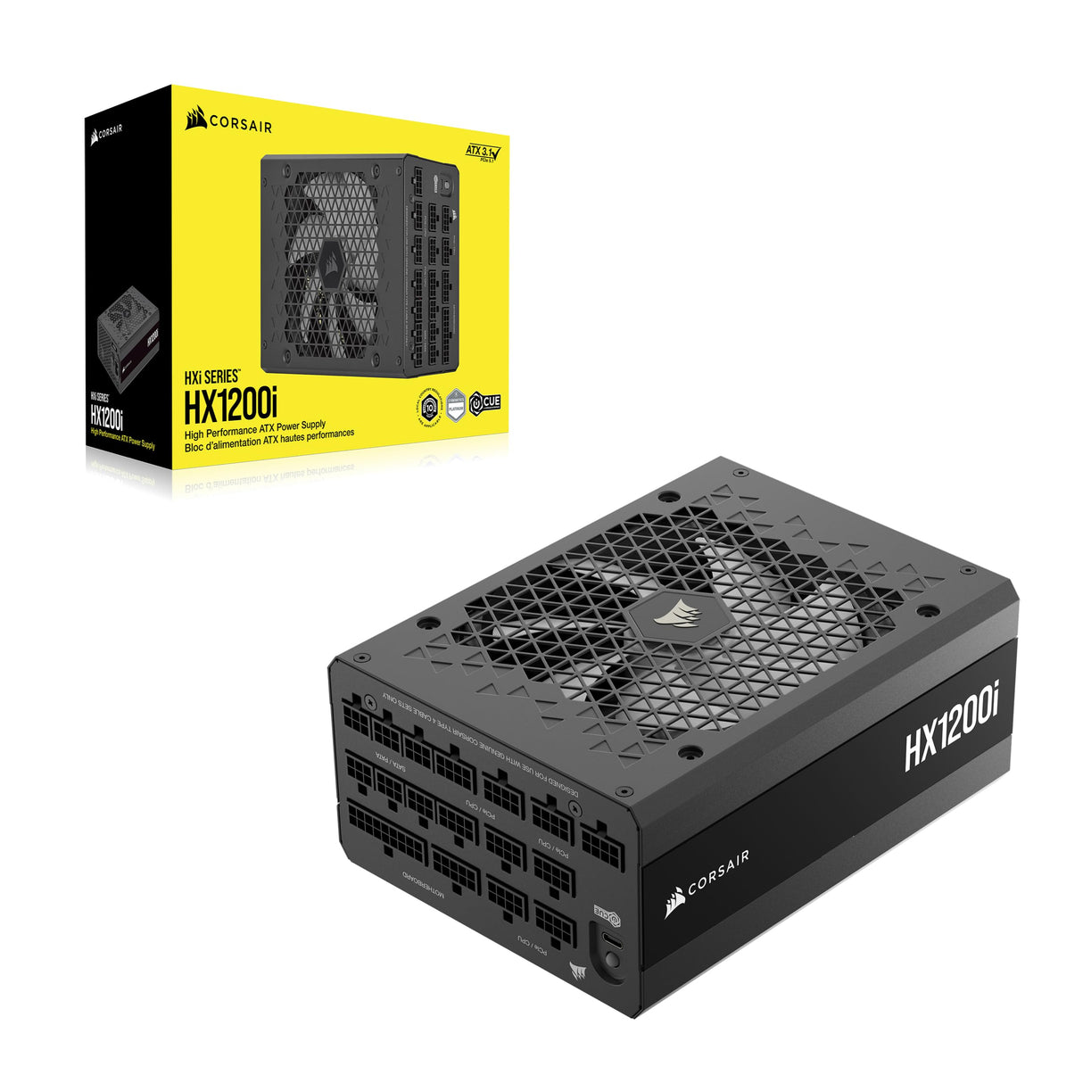 CORSAIR HX1200i (2025) Fuente de Alimentación ATX Ultra Silenciosa Totalmente Modular con Cable 12V-2x6 – Compatible con ATX 3.1 y PCIe 5.1, Eficiencia Cybenetics Platinum – Negro