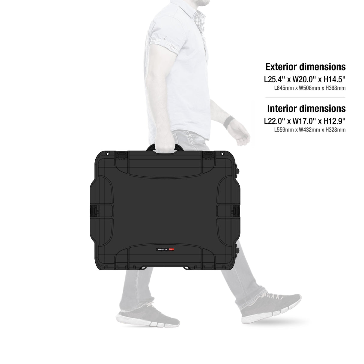 Plasticase, Inc. Nanuk 960 Funda rígida Impermeable vacía con Ruedas and Gewatteerde Divider - Negro