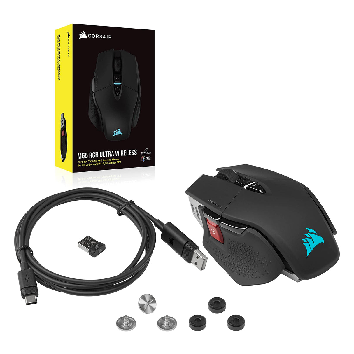 Corsair Ratón M65 RGB ULTRA WIRELESS Ratón para Juegos FPS Ajustable - 26.000 DPI - Inalámbrico Sub-1ms - Batería Hasta 120 Horas - Compatible con iCUE - PC, Mac, PS5, PS4, Xbox - Negro