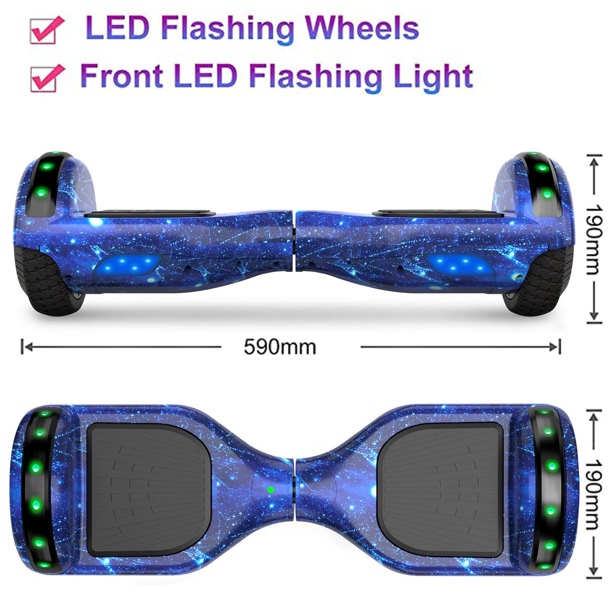 SISIGAD Hoverboard, Electric Scooters with Bluetooth & 6.5" Flash Wheels & LED Headlights Fender Lights, All Terrain for Kids