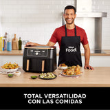 Ninja Freidora de aire Foodi MAX [AF400EUCP] doble compartimento, 9,5 l de capacidad, 2 cajones, 6 funciones, cobre