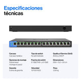 Linksys LGS116P-EU switch de red Gigabit no administrado de 16 puertos con 8 puertos PoE+, hasta 1000 Mbps, para empresas y particulares, vigilancia IP, divisor Ethernet de sobremesa