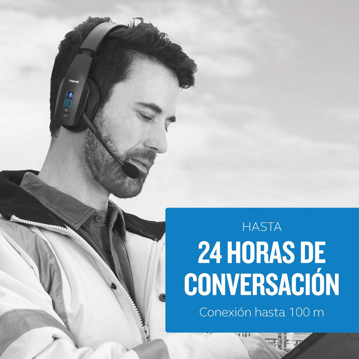 Jabra BlueParrott Nuevo B450-XT – Auricular Bluetooth Monoaural Over-Ear – Cancelación de Ruido al 96% – Control de Voz para Viajes en Carretera y Entornos de Alto Ruido – Negro