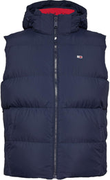 Tommy Jeans Chaleco Hombre Essential Down Vest con Capucha, Azul (Dark Night Navy), S