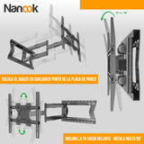Nanook 2100 Soporte de Pared de Brazo Largo para televisores de 42 a 75 Pulgadas, Extensión Extra Larga de hasta 100 cm, Soporte de TV Que Permite Movimiento Completo, Soporta un Peso de hasta 60 kg