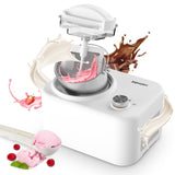 EUHOMY Máquina de helados con compresor, 0,8 L, 100 W, máquina de hielo autorefrigerante, para helados, batidos, yogur congelado, batidos de leche, con cuenco y plantillas de recetas