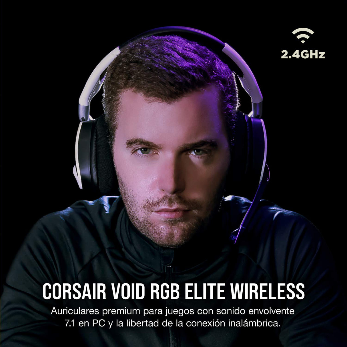 Corsair VOID RGB ELITE Auriculares Inalámbricos para Juegos - Sonido Envolvente 7.1 - Micrófono Omnidireccional - Almohadillas de Malla de Microfibra - Compatible iCUE - PC, Mac, PS5, PS4 - Blanco