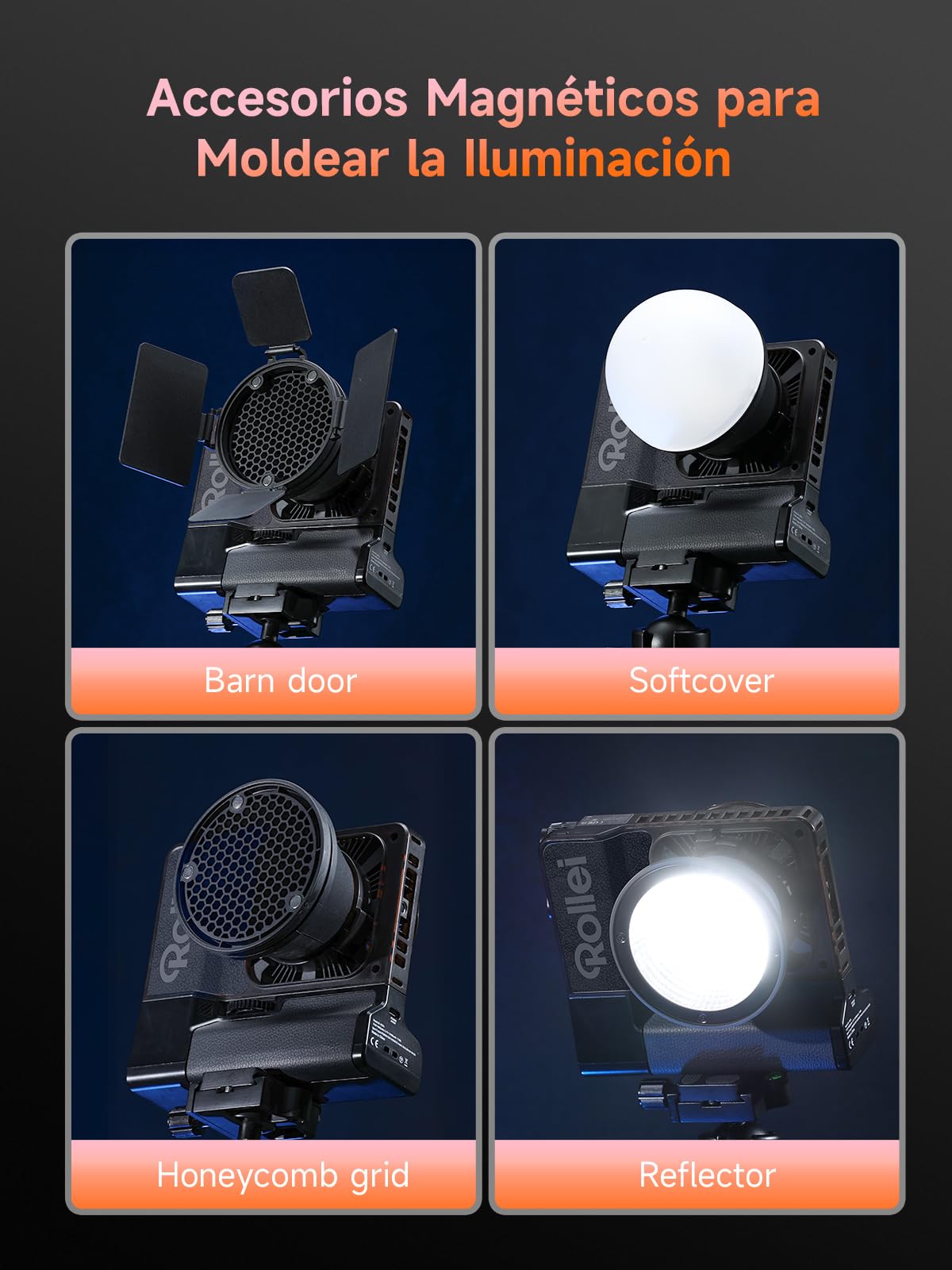 Rollei Lux 100 Bi-Color Kit Profesional LED Luz Permanente Fotografía con 71 WH Empuñadura de Batería Candela App Control Inteligente, Luz Fotográfica Ultraplana y Ligera | Temperatura de Color