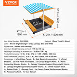 VEVOR Caja de Arena de Madera con Dosel, 145,5 x 120 x 120 cm, Arenero con Bancos Plegables y Revestimiento Inferior Caja de Arena para Niños de 3 a 12 Años para Exteriores, Patio, Playa, Parque