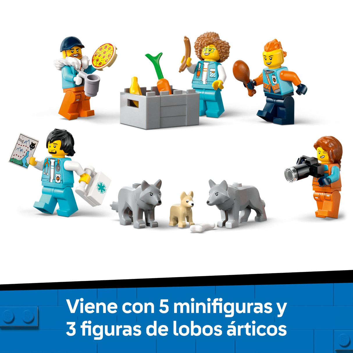 LEGO City Laboratorio Científico Móvil de los Exploradores Árticos - Camión de Juguete con Suspensión - Moto de Nieve, 5 Minifiguras y 3 Figuras de Lobos Blancos - Regalo Pra Niños de 8+ Años 60471