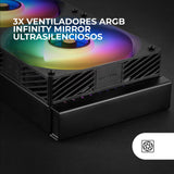 Mars Gaming ML-VISIONPRO360, Refrigeración Líquida AIO, TDP 600W, 3x Ventiladores ARGB 120mm FDB con Núcleo de Cobre y Aluminio, Pantalla LCD IPS 4” Extraíble y Magnética, Opti-Chamber 3rd Gen, Negro