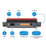 AVM Fritz!Box 7590 AX (Wi-Fi 6 enrutador con 2400 Mbps (5 GHz) y 1200 Mbps (2,4 GHz), hasta 300 Mbps con supervectoring VDSL, Malla Wi-Fi, Base DECT, en alemán Versión)