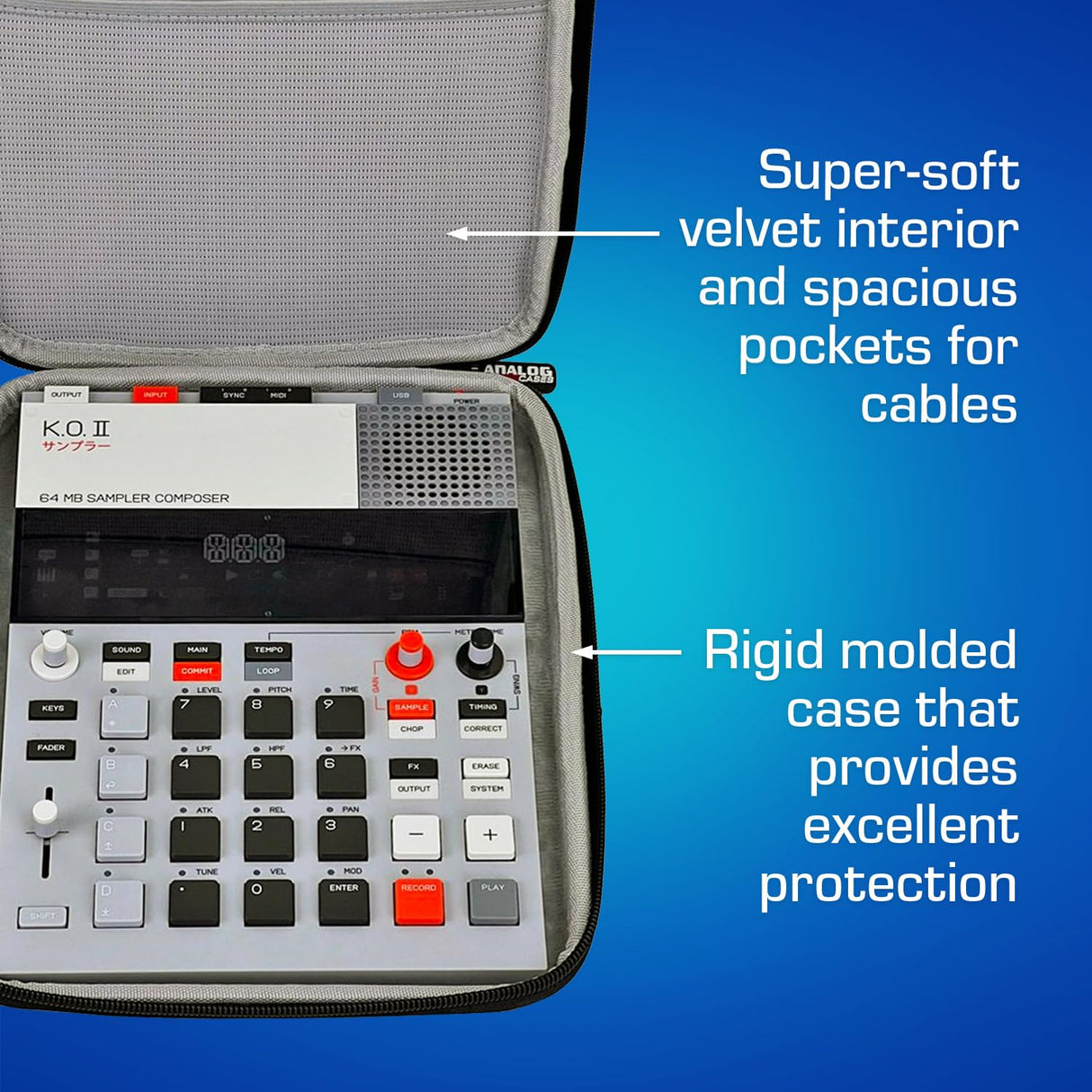 Analog Cases Funda Glide para The Teenage Engineering EP-133 KO II, Funda Protectora (Funda de Transporte, Material Exterior EVA, Cremallera, Dimensiones: 27 x 22 x 4 cm)