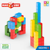 Geomag Magicube Full Color, Bloques de Construcción Magnéticos para Niños a Partir de 1 Año – Juego de 64 Bloques de 4 Colores Hechos de Plástico 100% Reciclado