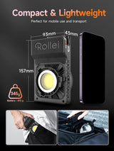 Luz Video, Rollei Lux 100W Foco Vídeo Profesional Portátil 345g, Iluminación Continua DC/Tipo C con Candela App para Filmación Entrevistas Transmisión, Luz-Video-Foco-LED-Fotografia