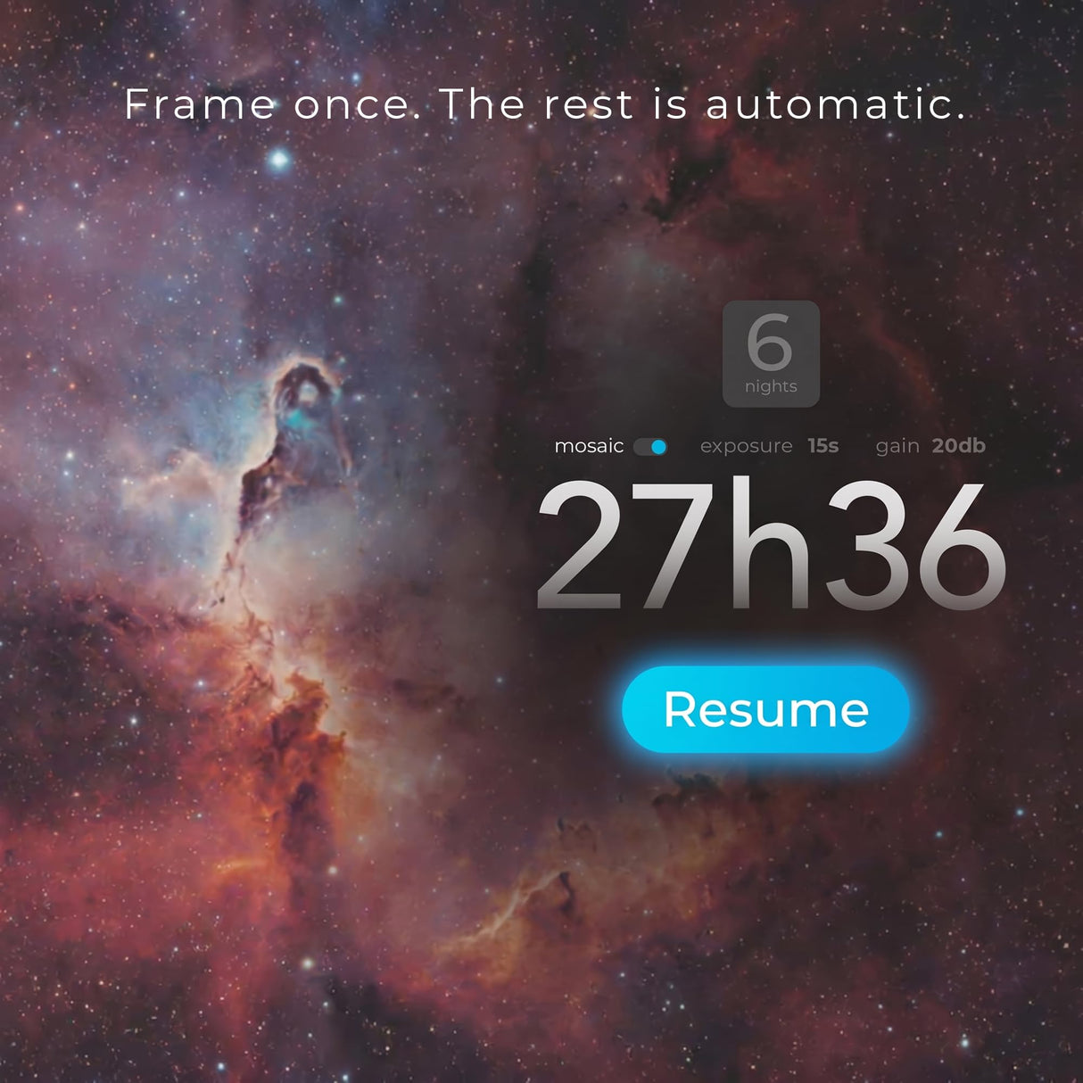 Vaonis Vespera 3 - Telescopio Astronomico Inteligente para Adultos y Principiantes - Auto-Tracking, Live Stacking, 11h Bateria, 115GB, Anti-Rocio, Tripode Aluminio - Astrofotografia Simplificada