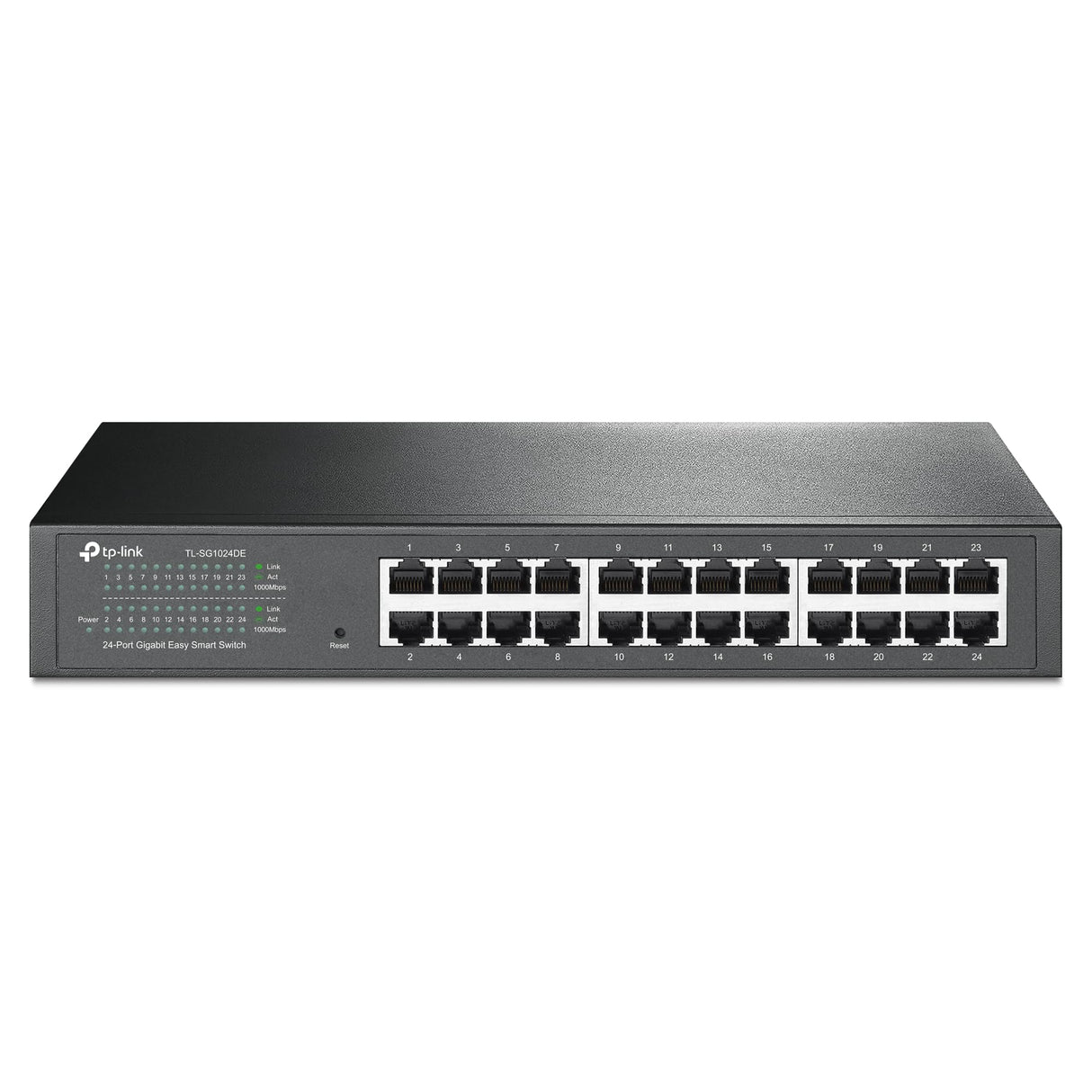 TP-Link TL-SG1024DE - Gigabit Ethernet Switch de 24 Puertos (Easy Smart Managed, Plus no gestionado, Plug and Play, Escritorio, Montaje en Bastidor, Metal, Sin Ventilador, Vida Útil Limitada)