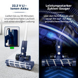 Tower T513008 VL35 Plus Aspiradora sin Cable 3 en 1 – Aspirador Vertical con Filtro HEPA y Cabezal Antienredos – Aspiradora sin Bolsa con Depósito de 1 Litro, 22.2 V - Azul Oscuro y Plata