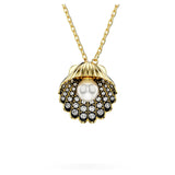 Swarovski Colgante en Y Idyllia, Crystal Pearl, Caracola, Blanco, Baño tono oro