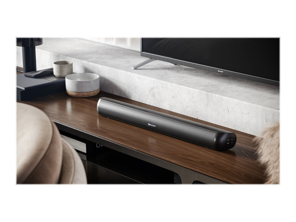 Sharp HT-SB107 2.0 Barra de Sonido, Cine en Casa, Bluetooth, HDMI ARC/CEC, USB Playback, Potencia Máxima Total de Salida 90 W, 65 cm, Color Negro