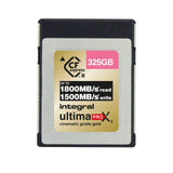 Integral 325GB CFexpress Memory Card Type B 2.0 12K and 8K Raw and 8K 120 FPS 1800MB/s Read 1500MB/s Write Speed 1500MB/s Sustained Write Speed Designed for Advanced Cinematic and DSLR Cameras