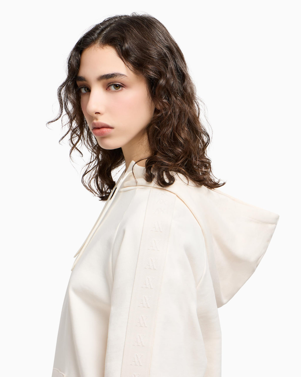 Armani Exchange Arte Sella, Monogram Tape Detail Sudadera con Capucha, ISO, S para Mujer