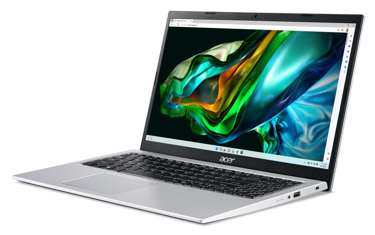 Portátil Acer Aspire 3 (A315-58-30H2), Pantalla 15.6FHD, IntelCore i3-1115G4, RAM de 8 GB, SSD de 256 GB, Gráficos Intel UHD, ventanas 11, Teclado QWERTY, plata