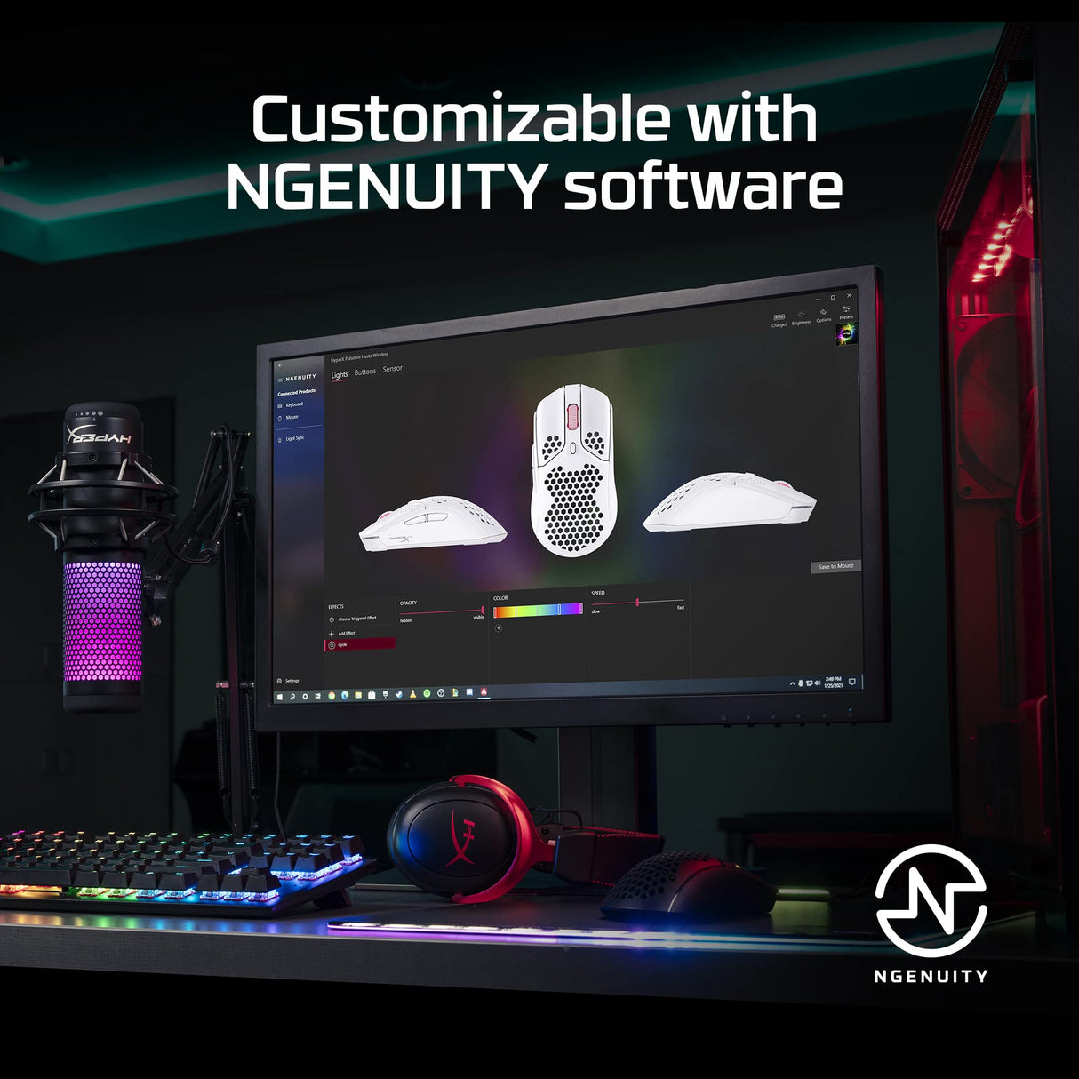 HyperX Pulsefire Haste - Ratón inalámbrico para juegos - Ultraligero, 62g, 100 horas de duración de la batería, 2,4 GHz inalámbrico, carcasa de panel de abejas, diseño hexagonal - Blanco/Rosa