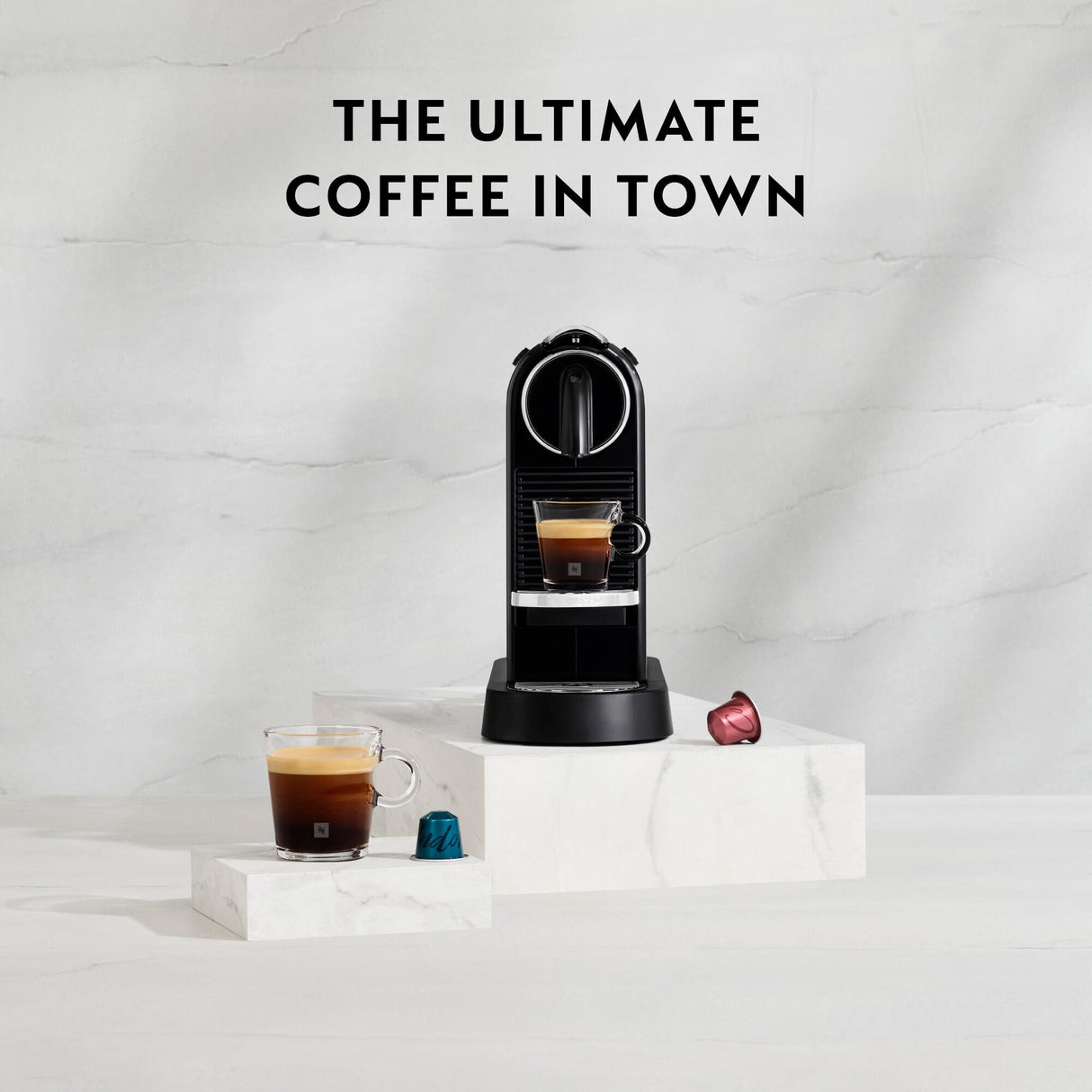 Nespresso De'Longhi - Cafetera Citiz para cápsulas de café originales, espresso de inspiración italiana, café de calidad, juego de cápsulas de inicio incluido, EN167.W, color blanco