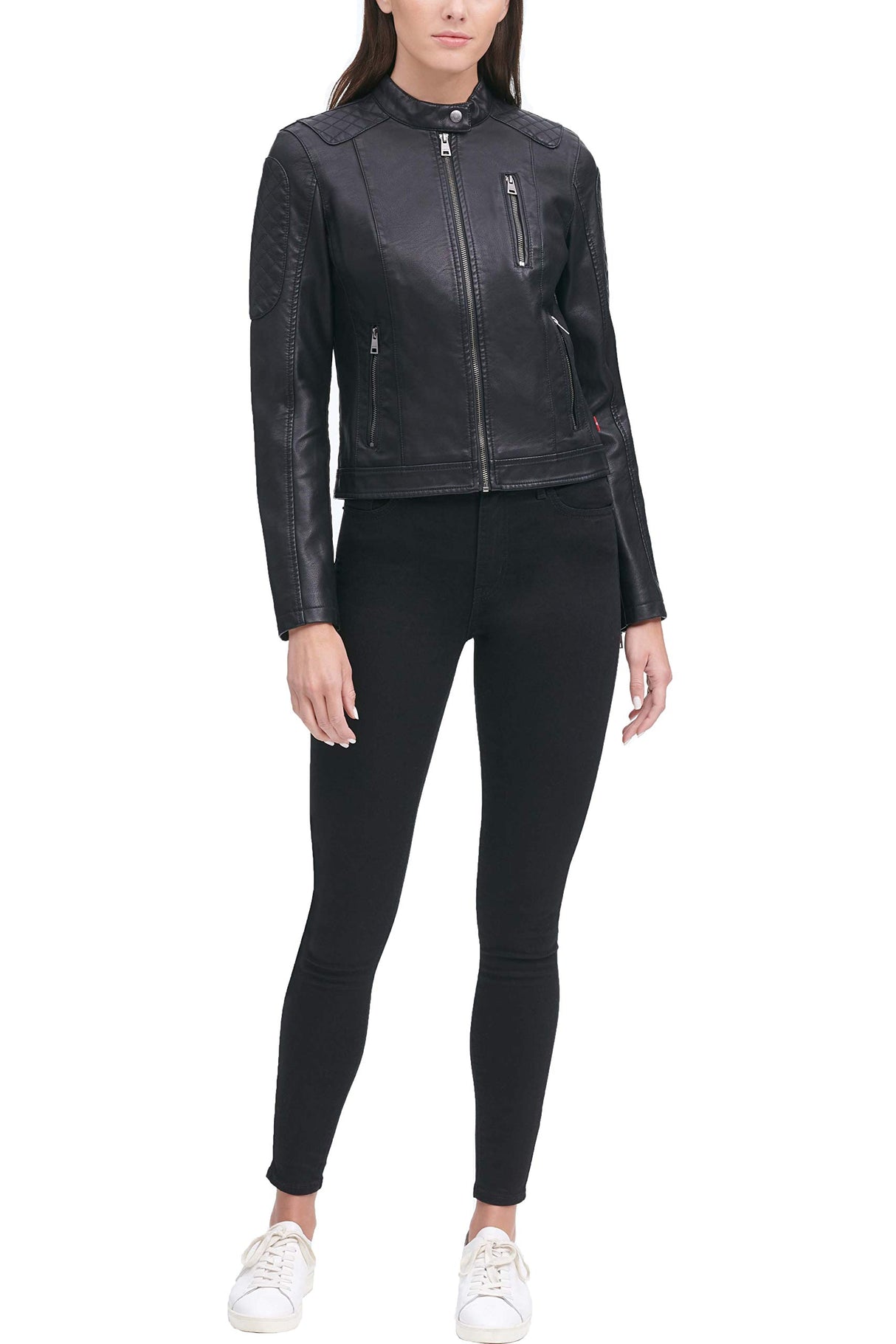 Levi's Chaqueta de motocross de piel sintética para mujer (estándar y Plus), Negro -, XS