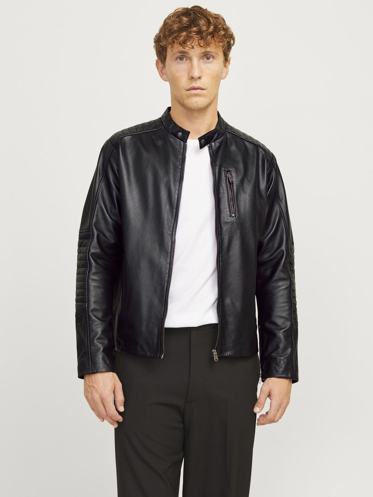 JACK & JONES Leather Jacket Leather Jacket Black S Black S