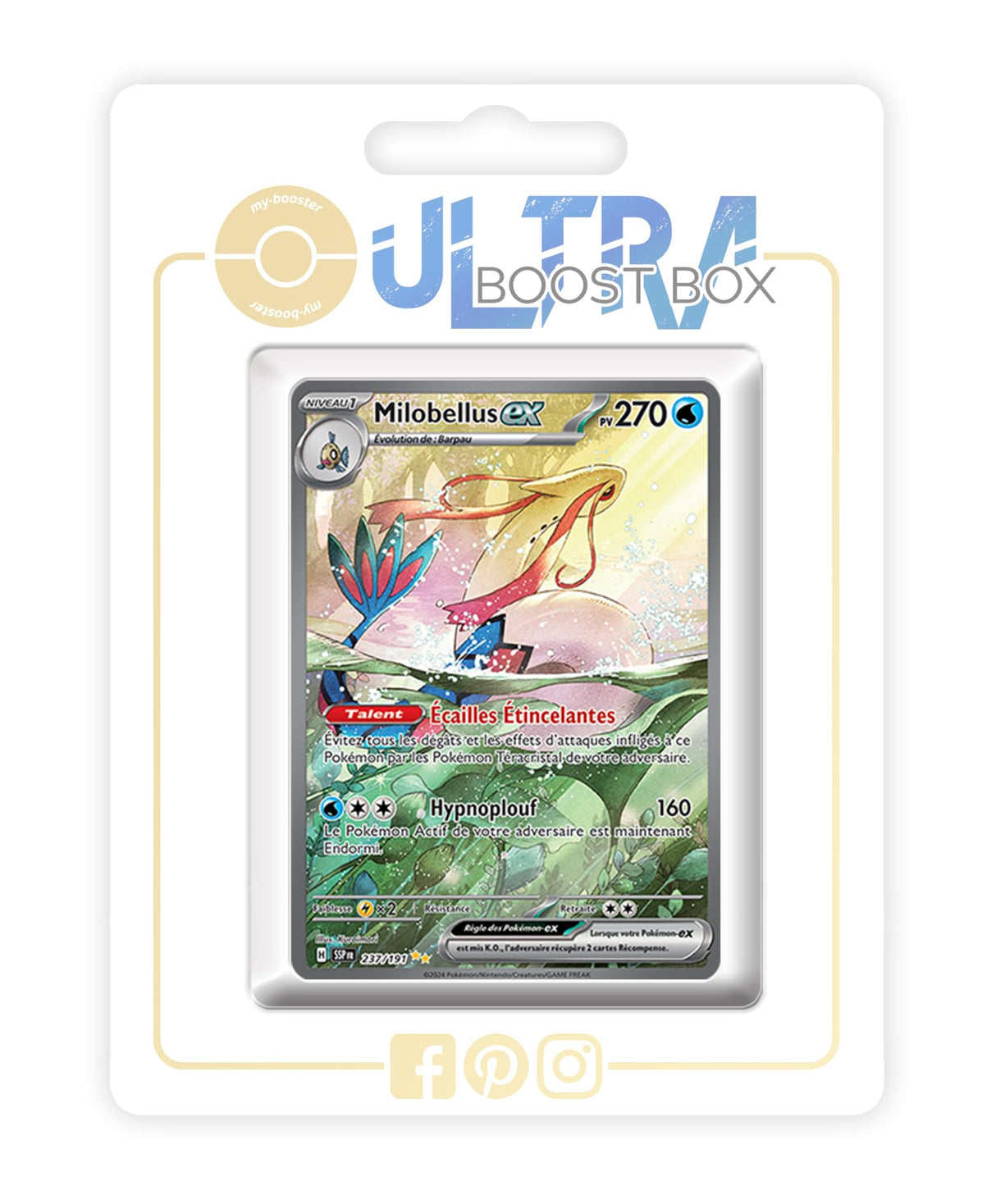 Milobellus ex (Milotic ex) 237/191 Alternativo Pokémon Gallery Secreta - Ultraboost X Écarlate et Violet 8 - Étincelles Déferlantes Box de 10 Cartas Pokémon Francés
