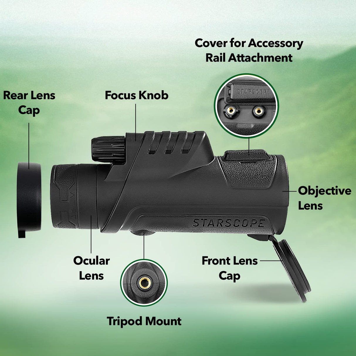 STARSCOPE Pack Smartphone Telescopio Monocular Starscope G3 Pro - Kit Que Incluye un Visor Monocular móvil 10x42 para iPhone y Android, trípode para monocular, Adaptador para teléfono y Mucho más