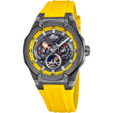 Lotus Reloj Hombre 18946/1 Vortex con Fase Lunar Caja de Acero Inoxidable 316l Negro Correa de Caucho Amarillo