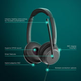 EPOS Impact 860T ANC Auriculares con Cable de Doble Auricular con Cancelación Activa de Ruido, Certificado Teams, USB-C y USB-A, Super Wideband Audio, para Oficina, Zoom, Trabajo Remoto e Híbrido