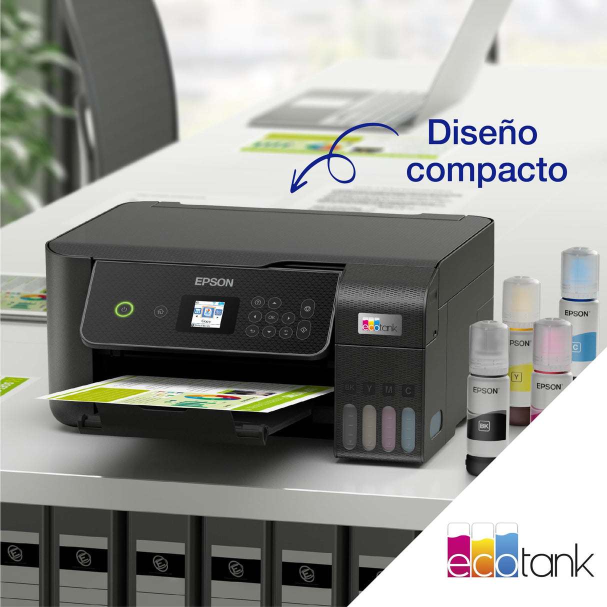 Epson Impresora multifunción EcoTank ET-2870 A4 con depósito de Tinta, conexión Wi-Fi y hasta 3 años de Tinta incluida