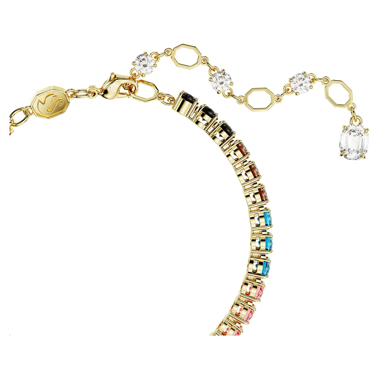 Swarovski Pulsera Tennis Matrix, Talla redonda, Multicolor, Baño tono oro