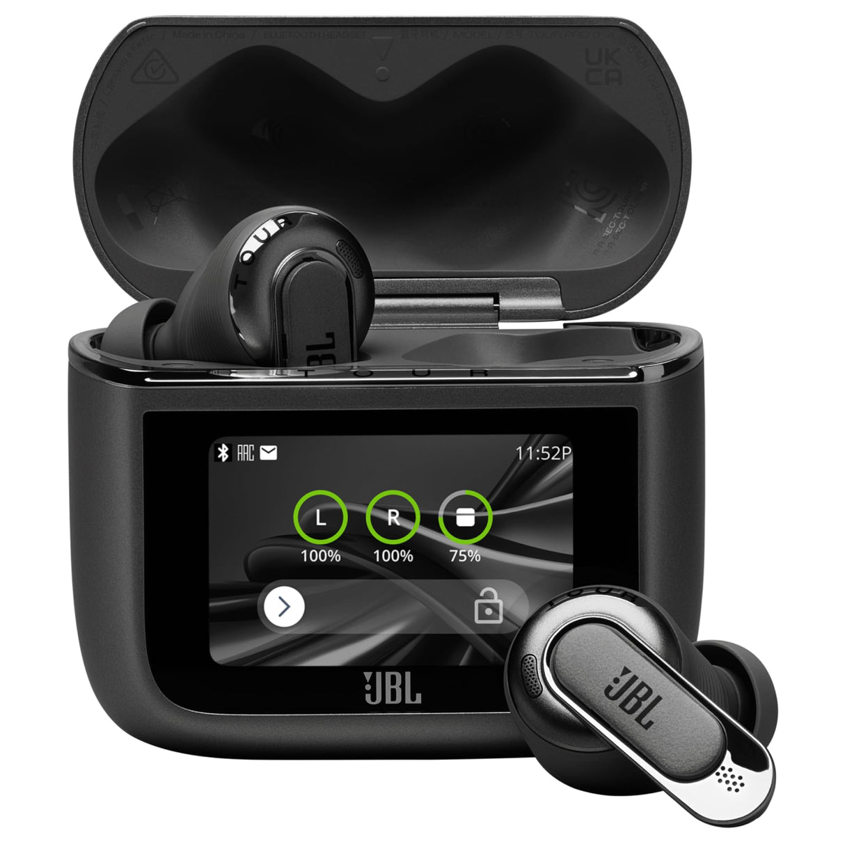 JBL Tour Pro 3, Earbuds inalámbricos True Wireless, estuche de carga inteligente, 40 h de autonomía, Bluetooth, cancelación de ruido adaptativa, JBL Spatial 360 Sound y seguimiento de cabeza, negro