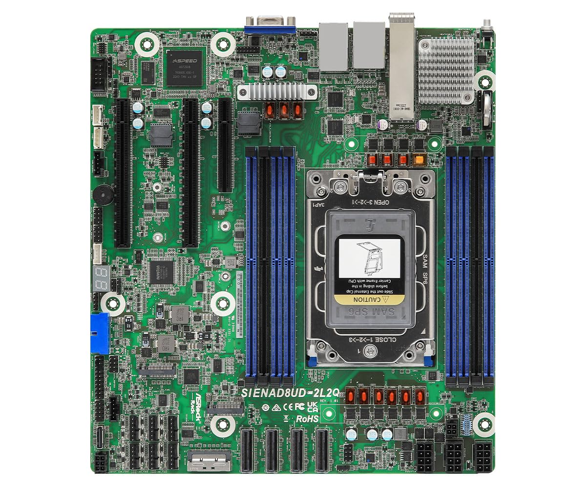ASRock Rack Placa Base de Servidor SIENAD8UD-2L2Q Deep Micro-ATX 2X SFP28 Single Socket SP6 (LGA 4844) AMD EPYC™ 8004