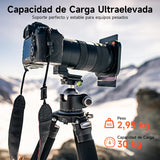 Rollei Rock Solid Alpha Mark III, 166cm Tripode Carbono Fotografia Trípode Profesional para Cámaras con Capacidad de Carga de 30kg Camera Tripod Negro con Rótula Ajustable para DSLR Videocámara