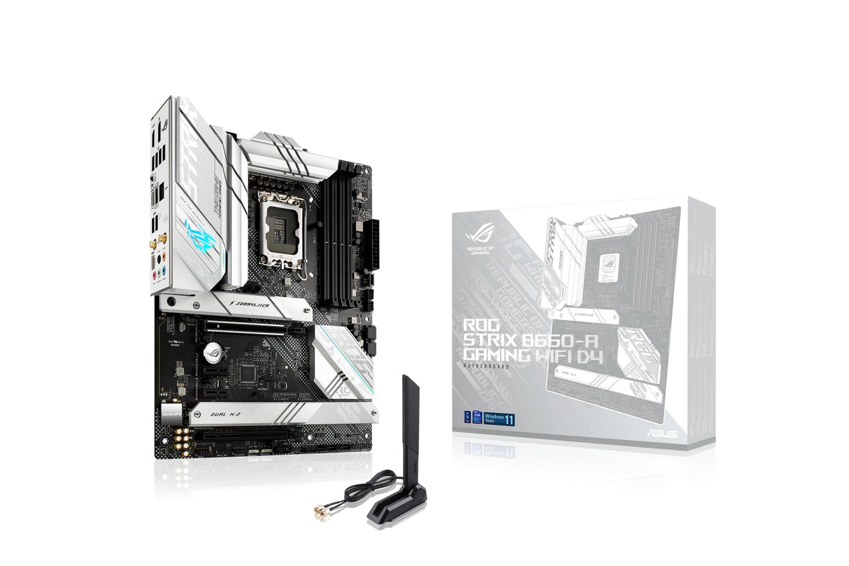 ASUS ROG STRIX B660-A GAMING WIFI D4 - Placa base gaming ATX Intel LGA 1700 (VRM de 12+1 fases, PCIe 5.0, Wi-Fi 6, LAN de 2,5 Gb, tres M.2 con disipadores y Aura Sync)