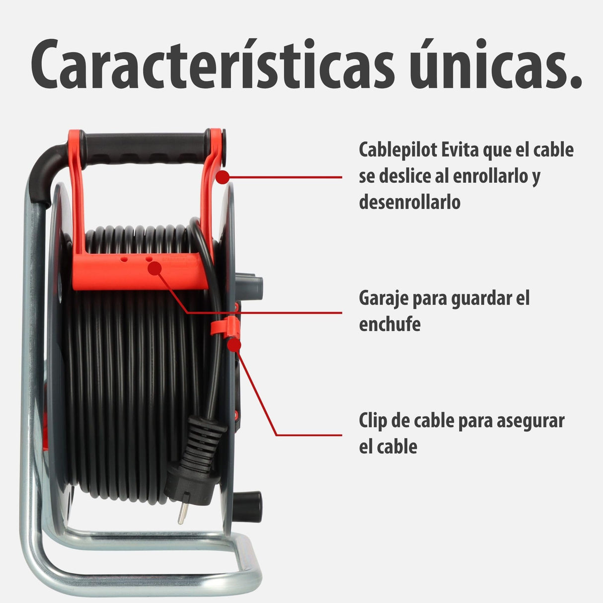 Brennenstuhl Enrollacables Garant V2 IP44 50m exterior (Made in Germany, 3 tomas de corriente con contacto de puesta a tierra, plástico especial)