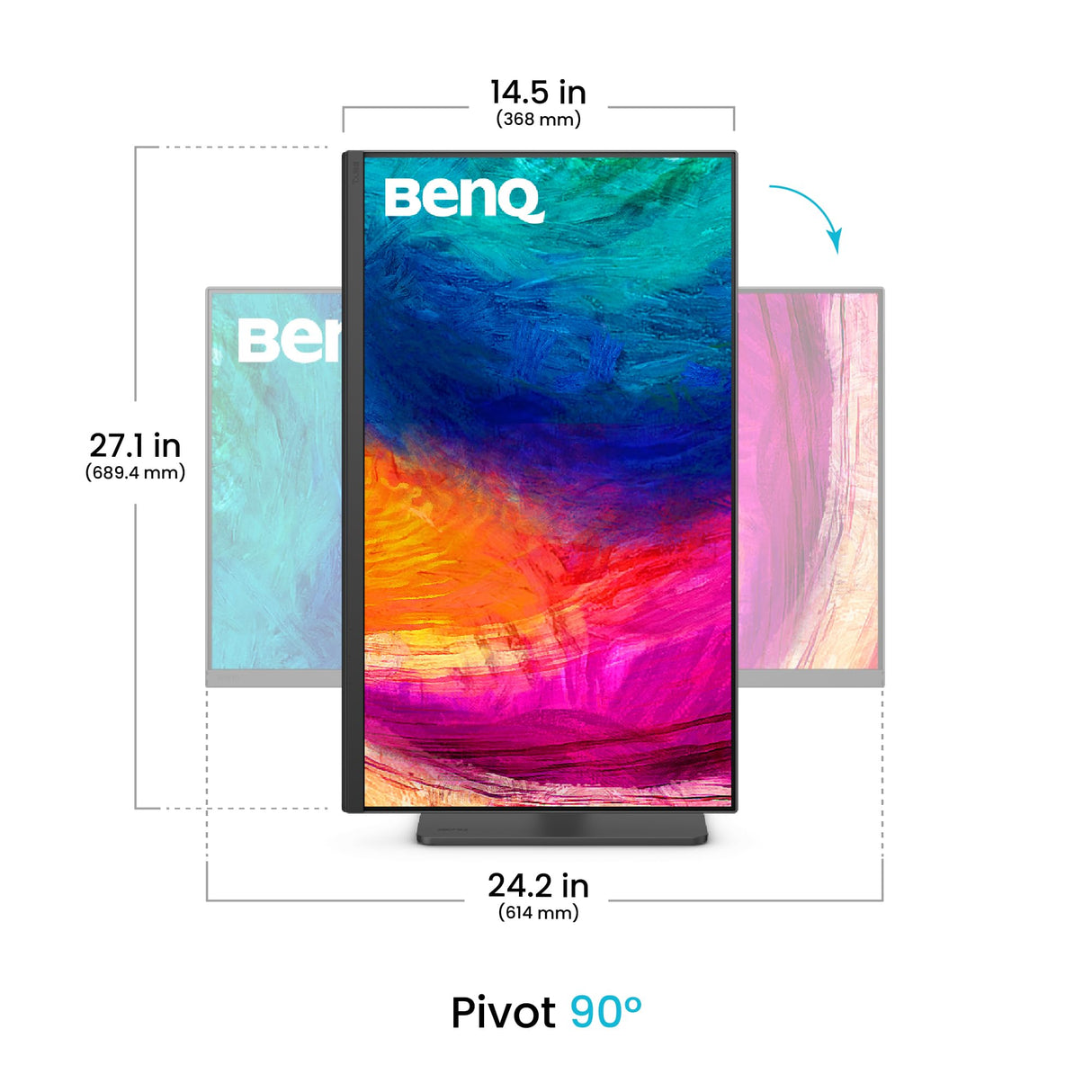 BenQ PD2706QN 27” 2K QHD (2560x1440) Monitor para diseñadores, IPS, 95% P3, 100% sRGB/Rec.709, USB-C 90W, 100Hz, calibración por Software, (MST), Panel Nano Matte antirreflejos, Ajuste de Altura