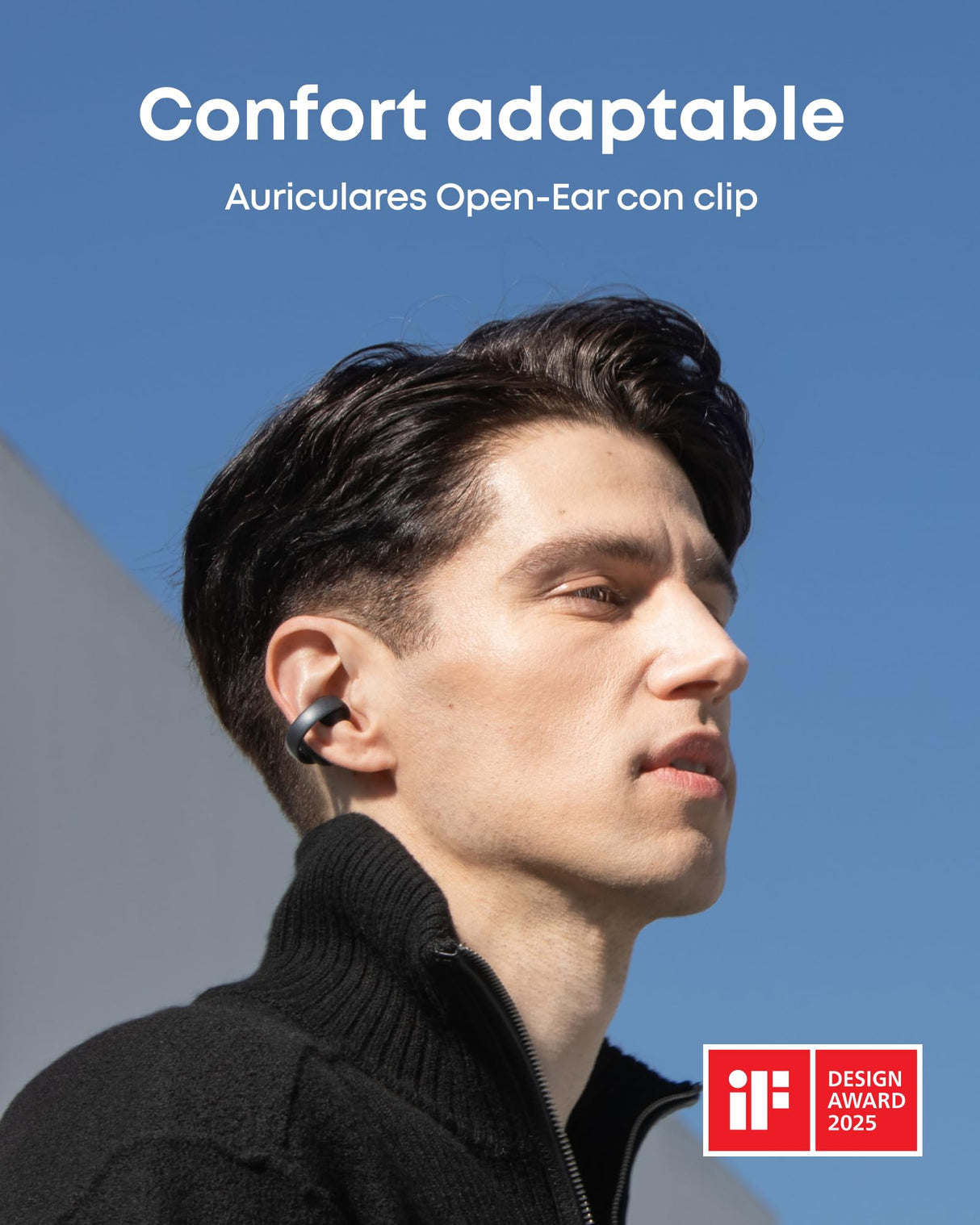 Soundcore AeroClip de Anker, Auriculares Open-Ear, Comodidad de adaptación, Llamadas nítidas con 4 micrófonos con IA, Ajuste Estable, Altavoces de 12 mm para un Sonido Claro, Forma de Anilla Abierta