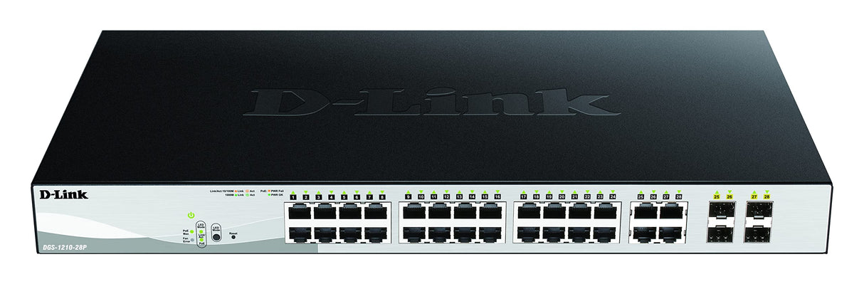 D-Link DGS-1210-28P/E - Switch PoE 24 Puertos Gigabit y 4 Puertos SFP Combo - Solo Cable de alimentación de la UE