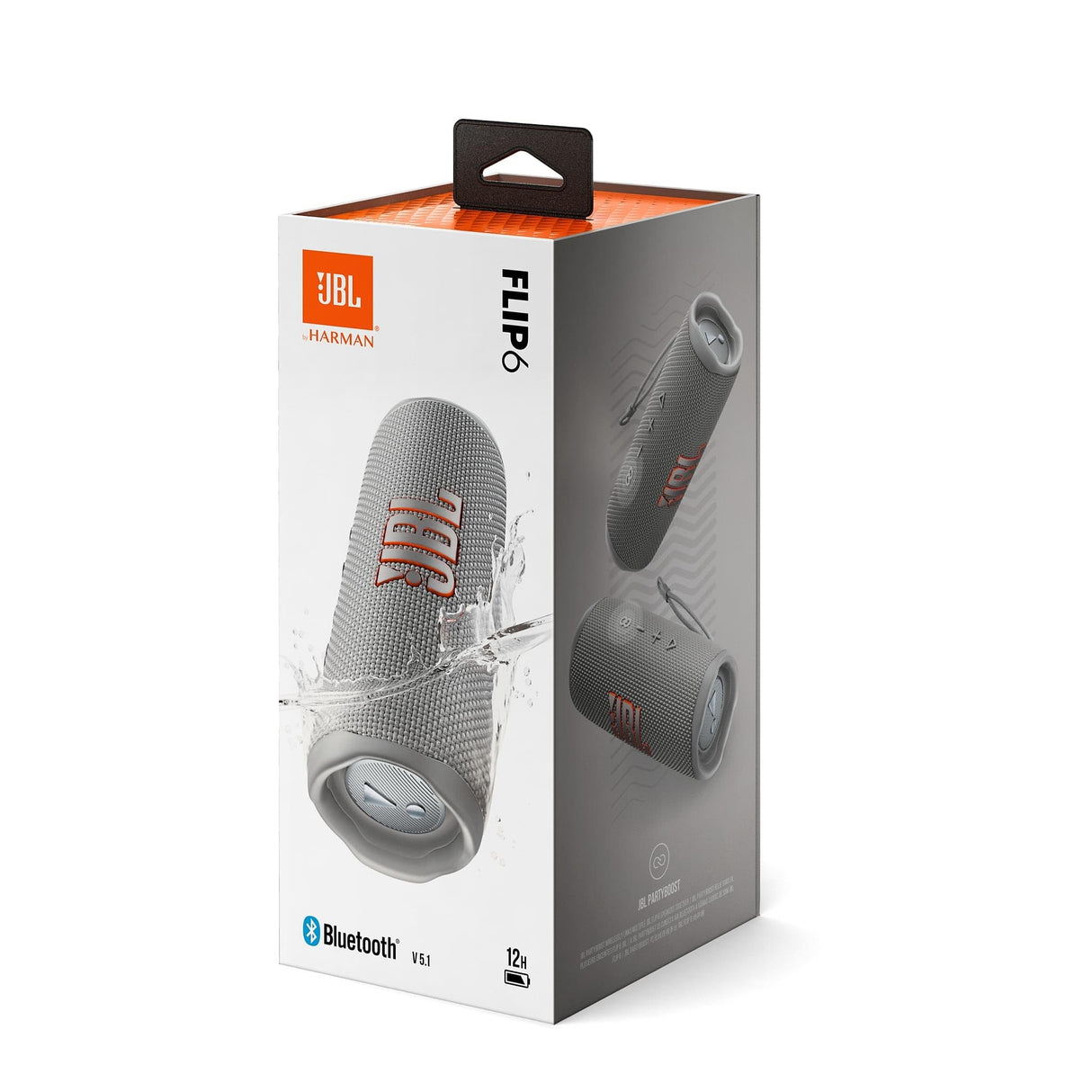 JBL Altavoz Bluetooth portátil Flip 6 Altavoz resistente al agua y al polvo IPX67, compatible con JBL PartyBoost, hasta 12h de batería, gris