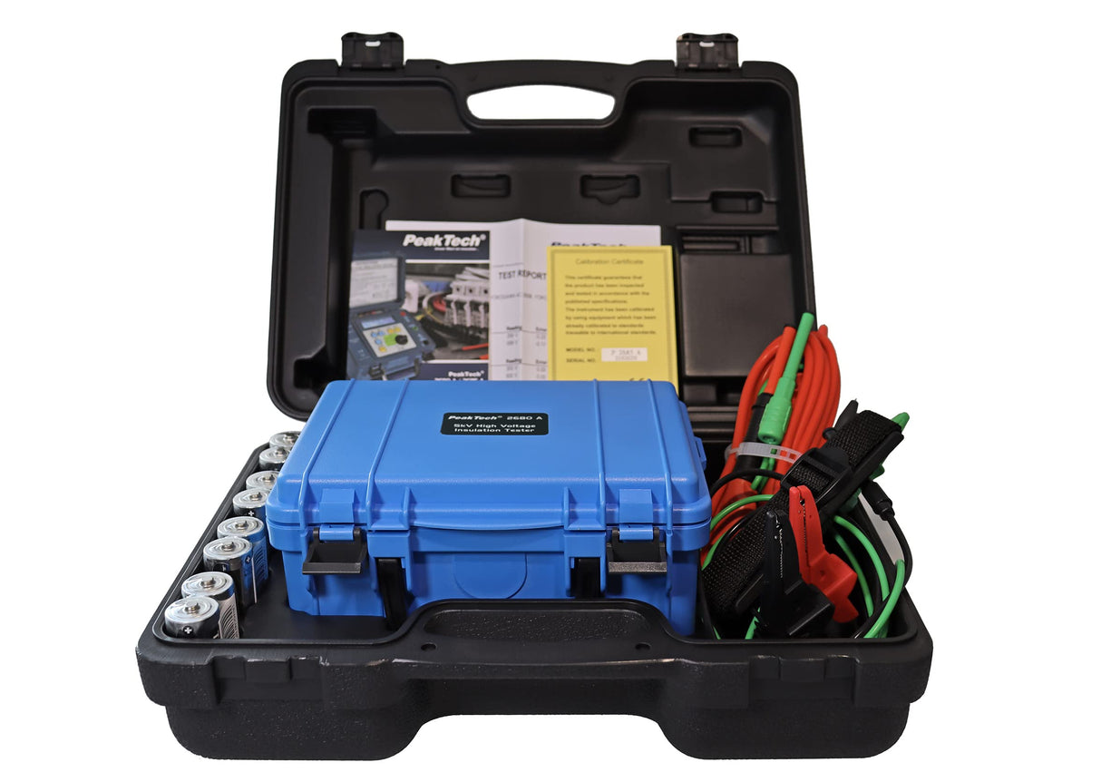 PeakTech P 2680 A - Medidor de Aislamiento, Alta tensión, 500/1000/2500/5000 V, 300 GOhm