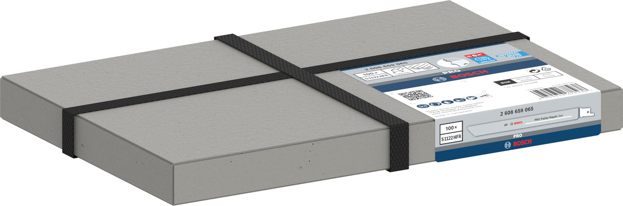 Bosch PRO Pallet S1122HFR - Hoja de sierra sable (100 unidades, para acero, madera con clavos, longitud 225 mm, accesorio profesional de sierra sable)