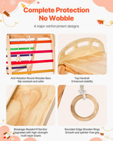 VEVOR 4 en 1 Parque Infantil de Madera para Interior, Carga 100 kg Juego de Escalada Montessori 2060 x 880 x 1205 mm con Roca de Escalar, Tobogán, Escalera de Madera y Anillas de Gimnasio, Colorido