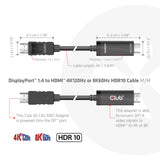 CLUB3D CAC-1087 DisplayPort 1.4 a HDMI 4K120Hz o 8K60Hz HDR10 Cable 3m St./St.